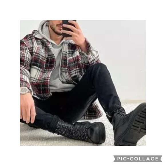 Joe’s Jeans Mitch Black Leather & Textile Combat High-Top Lace-Up Boots Size 9 - Picture 15 of 16